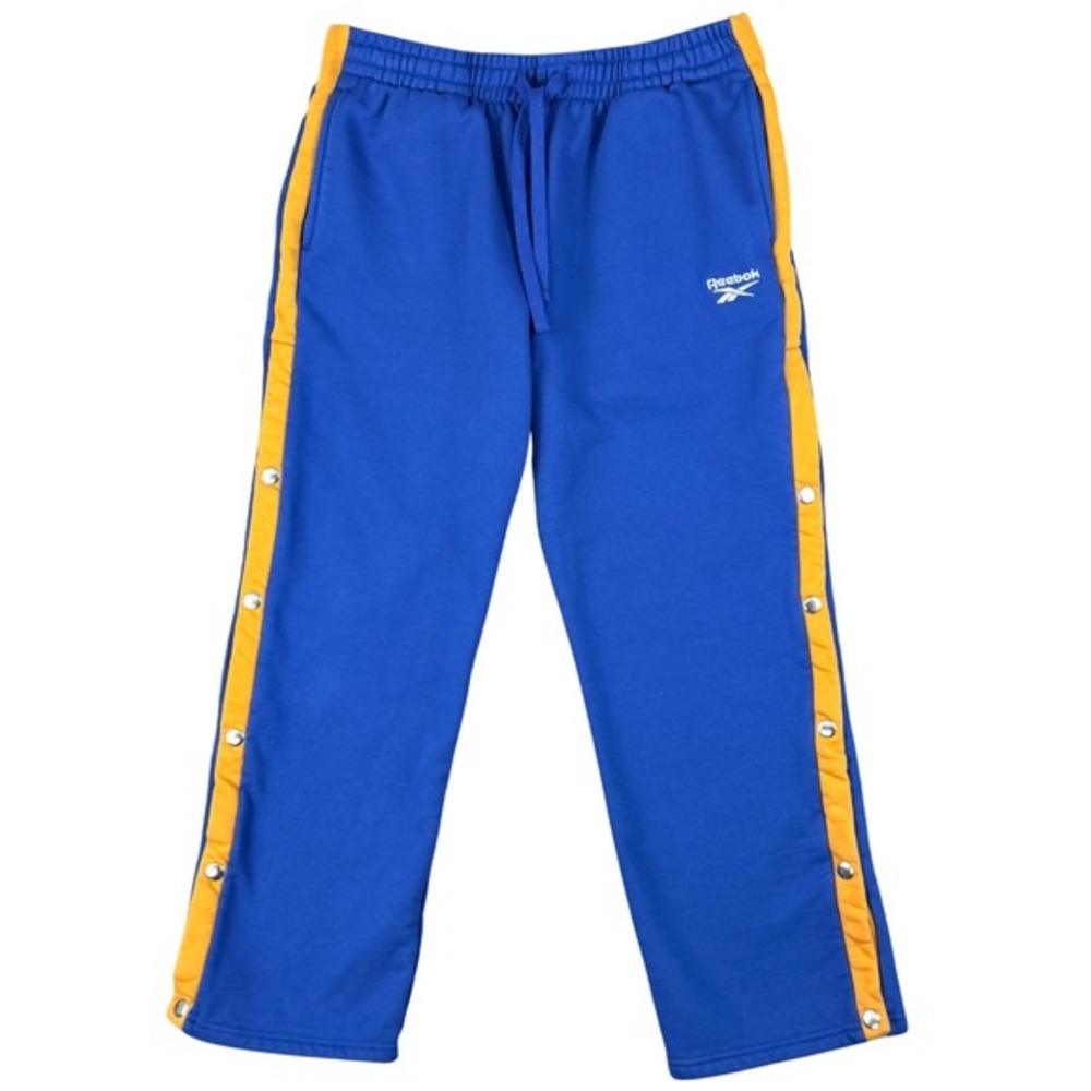 Reebok Forever 21 Mens XL Blue Yellow Snap Button Tear Away Track Pants Joggers